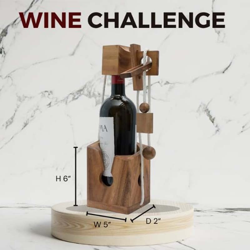 Wine Bottle Lock Puzzle Wooden Brain Teaser Game for Wine Enthusiasts Wooden Bottle Lock Game wine bottle puzzle