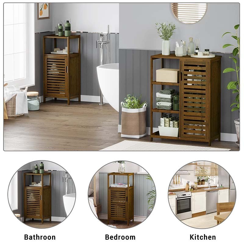 Small Bathroom Storage Cabinet Single Shutter Door Shelf for Multifunctional Corner Unit for Living Room