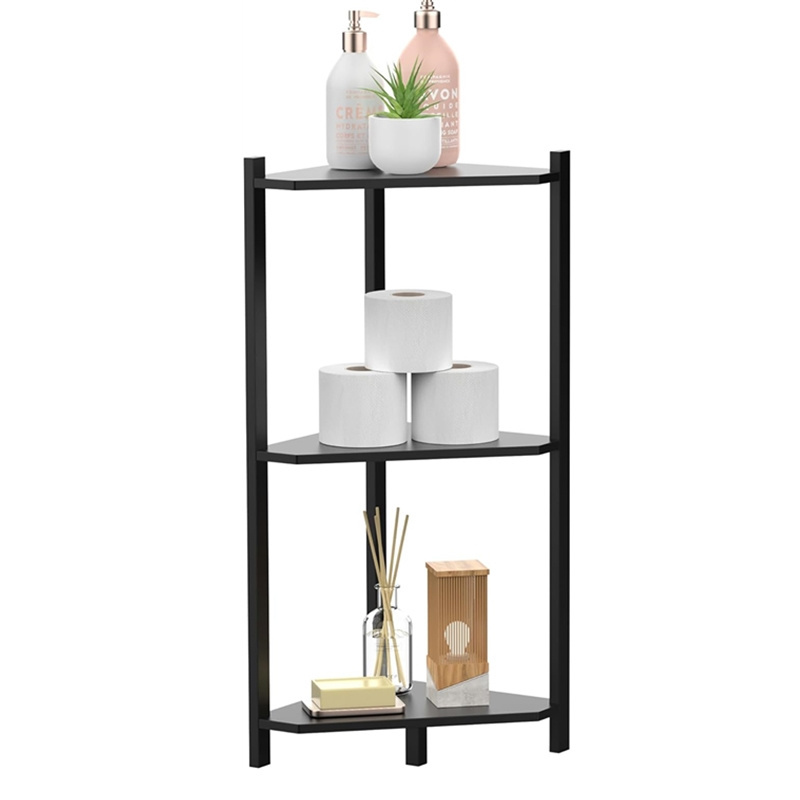 3 Tier Small Corner Stand Shelf Storage for Kitchen Bedroom Small Space White Bamboo Living Room Corner Shelves