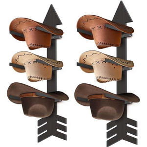 Cowboy Hat Rack Wall Mount Cowboy Holder Western Decor Hat Storage Organizer Hangers Rustic Wood Display Stand