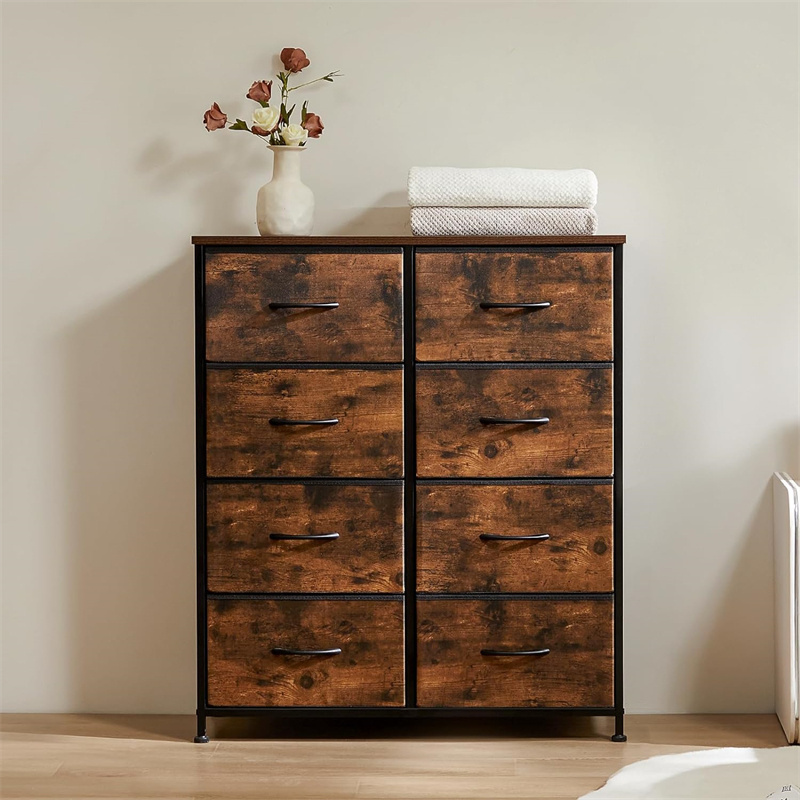 Dresser for Bedroom with 8 Fabric Drawers Tall Chest Organizer Units for Clothing Closet Storage Tower with Cabinet