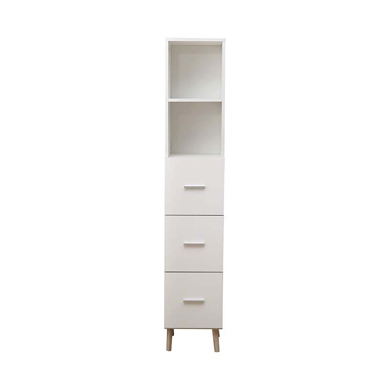 Narrow Slim Tower Cabinet 3 Drawers 2 Open Shelves Freestanding Storage Cabinet for Living Room Kitchen Office Study Entryway