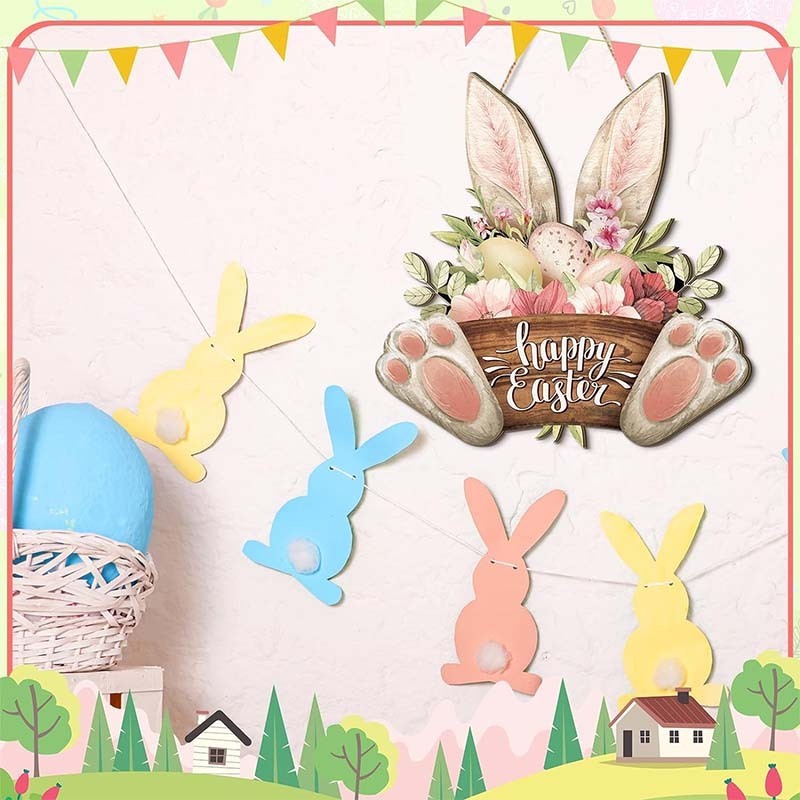 wall decor easter bunny eucalyptu wreath ramadan front door wooden white fork spoon welcome sign letter home wall decor