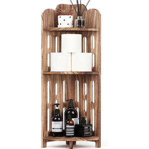 3 tier solid wood display wooden bathroom accessories organizer stand corner shower shelf for narrow space home office