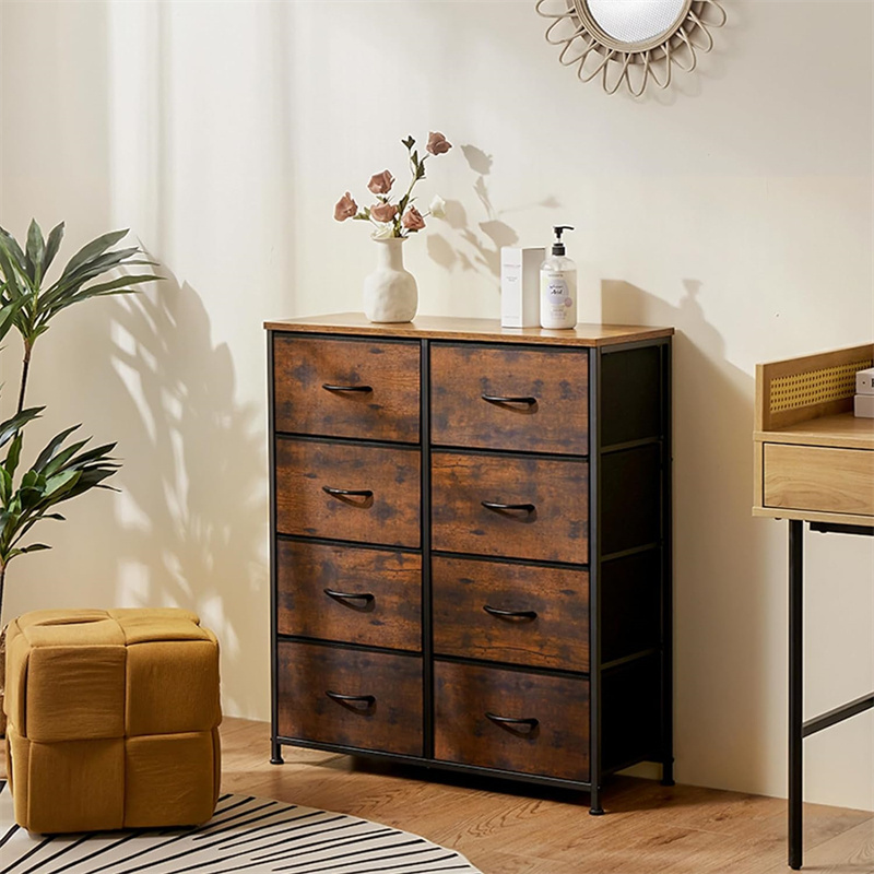 Dresser for Bedroom with 8 Fabric Drawers Tall Chest Organizer Units for Clothing Closet Storage Tower with Cabinet