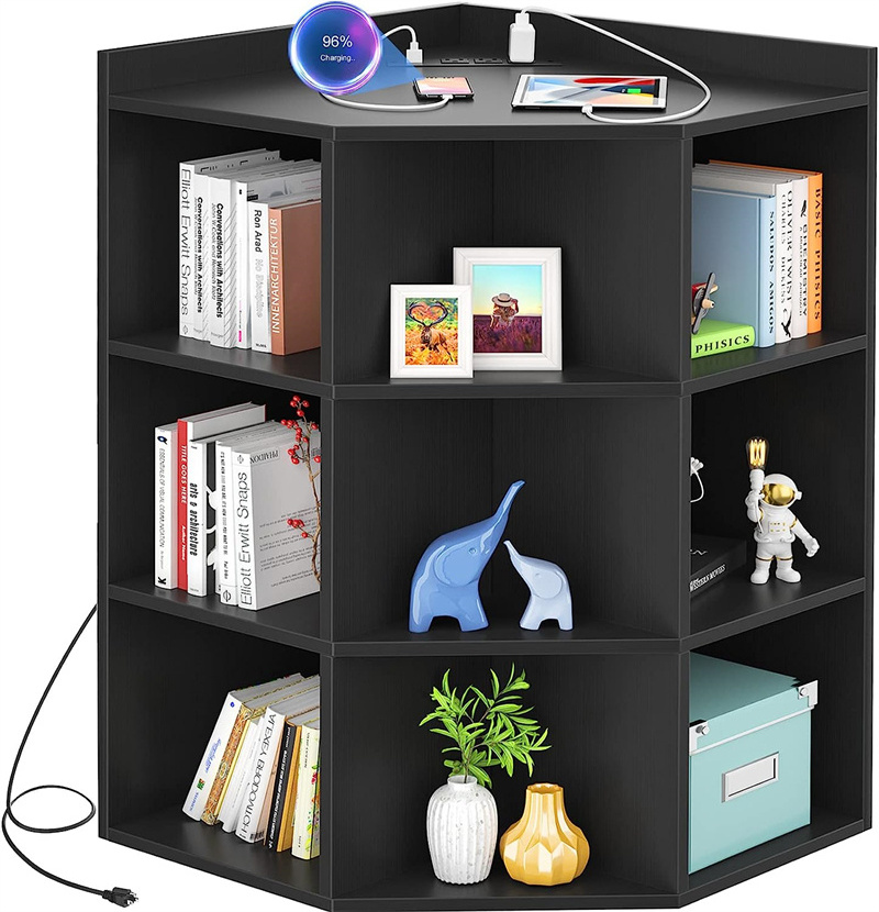 Coffee Bar Cabinet Corner with Outlets White Coffee Bar Corner Bookshelf 9 Cubes Toy Storage Corner Cabinet