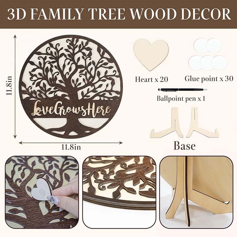 home decor plaque Christmas Decor 3D Wooden Family Tree Family Names Sign Home Wall Decor