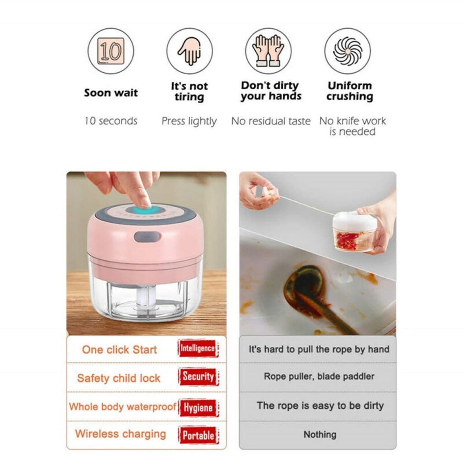 Multi-function Processor Electric Mini Food Garlic Vegetable Chopper Ginger Crusher Press For Nut Meat Fruit Onion Chopper