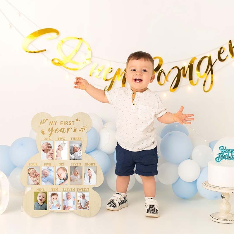 12 month milestone board Bear shape 1 year birthday picture frame other home decor customized photo frame photo frames