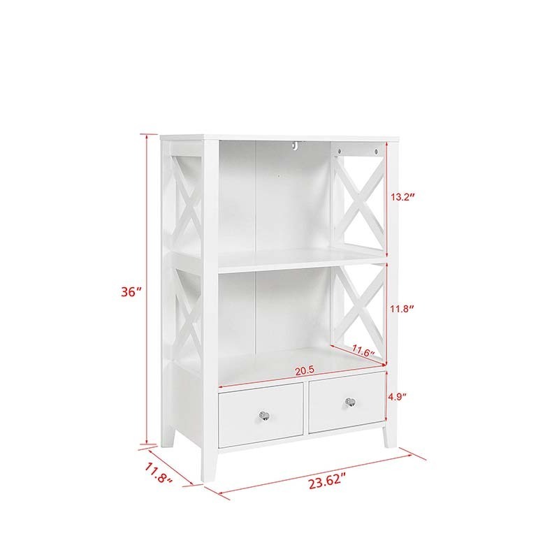 Frame Freestanding Floor 3 Shelf Bathroom Storage Tower with Bathroom Floor Cabinet Shelves