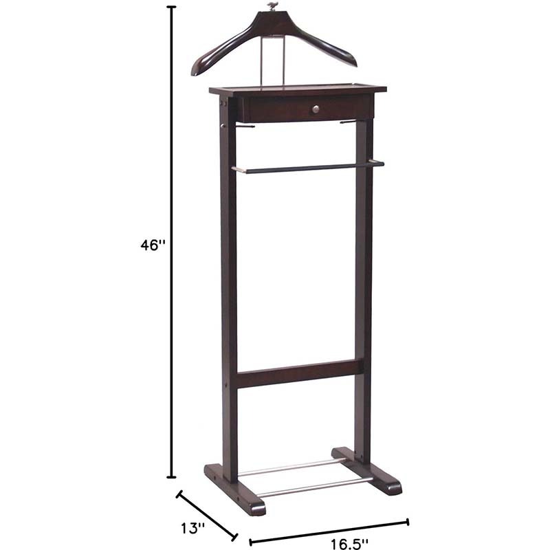 Valet Stand with Drawer  Contour Hanger Trouser Bar Tie & Belt Hooks and Shoe Rack