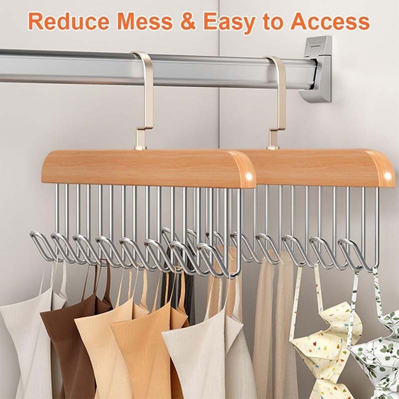 Belt Hanger for Closet 2 Pack Hanger 16 Hooks Sturdy Wooden Non-Slip Holder Closet Space Saving Belt Organizer