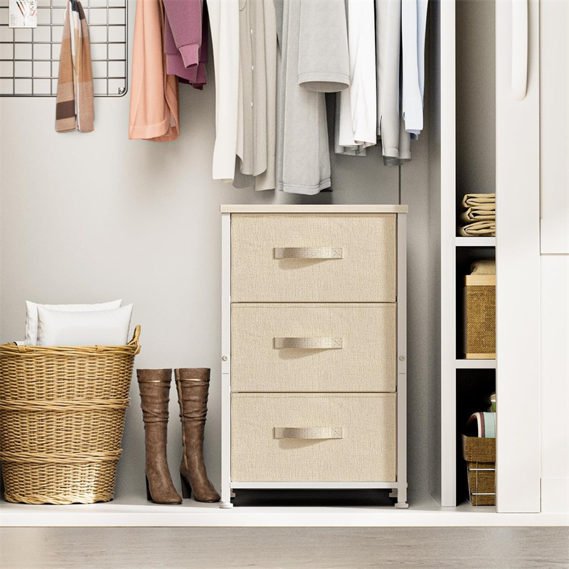 Closet Dresser Hallway College Dorm Tall Nightstands with Storage Drawers 3-Tier Fabric Dresser Storage Organizer