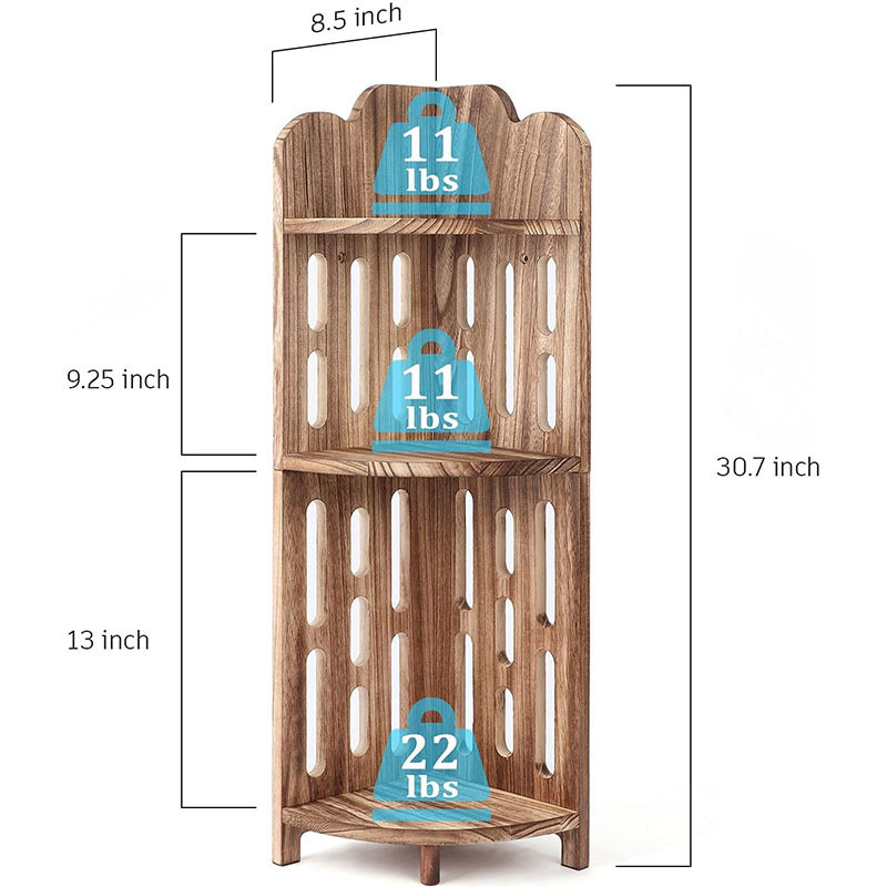 3 tier solid wood display wooden bathroom accessories organizer stand corner shower shelf for narrow space home office