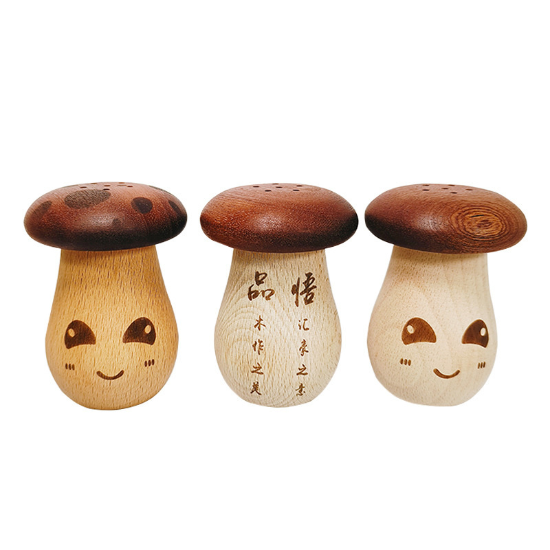 wooden creative cartoon smiling face mushroom toothpick holder beech wood toothpick dispensers can storage box