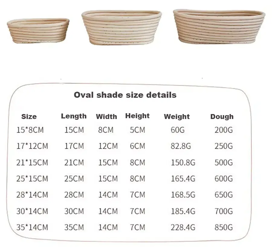 Rattan Baskets Sourdough For Fermentation Baking Dough Round Bakery Set Supplies Rising Oval Leavening Bread Proofing Basket