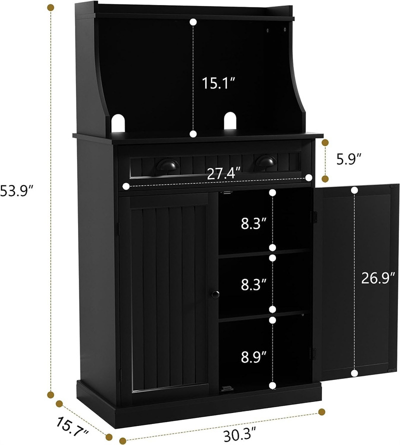 Stand with Storage and Drawers Pantry Storage Cabinet with Hutch Adjustable Shelves for Kitchen Dining Room Living Room Hallway