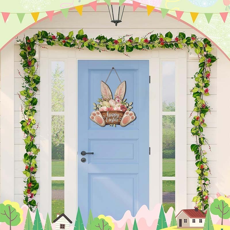 wall decor easter bunny eucalyptu wreath ramadan front door wooden white fork spoon welcome sign letter home wall decor