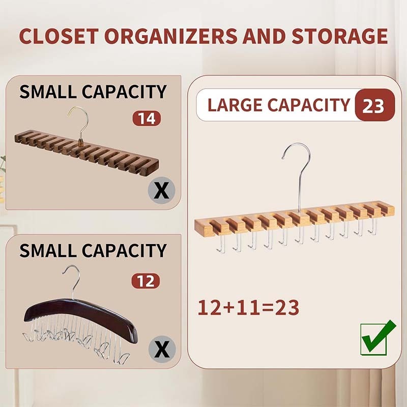 Belt Hanger for Closet 2-in-1 Wall Mount Rack 23 Slots Storage Max 42 Belts w Ratchet Belt Organizer for Closet Accessories