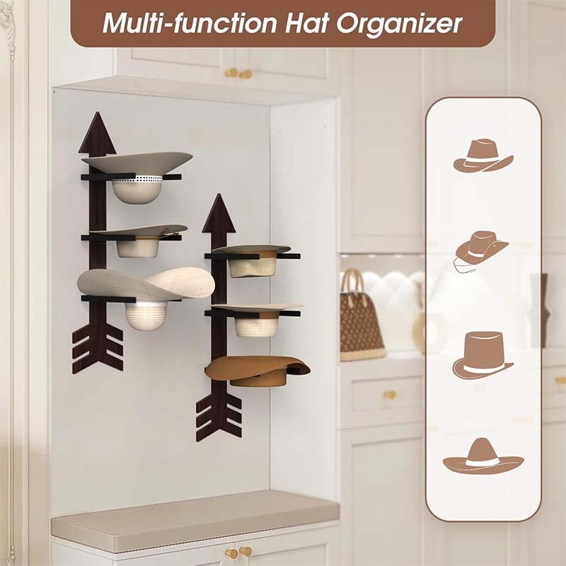 Cowboy Hat Rack Wall Mount Cowboy Holder Western Decor Hat Storage Organizer Hangers Rustic Wood Display Stand