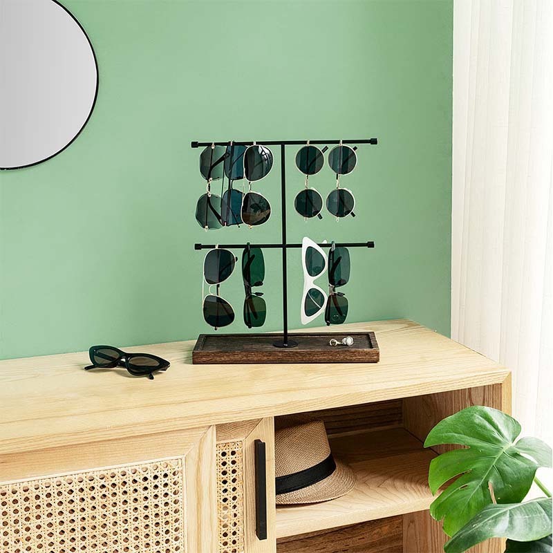 Sunglasses Organizer Rustic Glasses Storage Display Holder 2 Tier Sunglass Stand  display stands sunglasses display stand