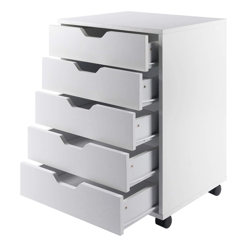 new design transitional style white storage drawer unit on casters 5 drawer storage office chest cabinet with wheels