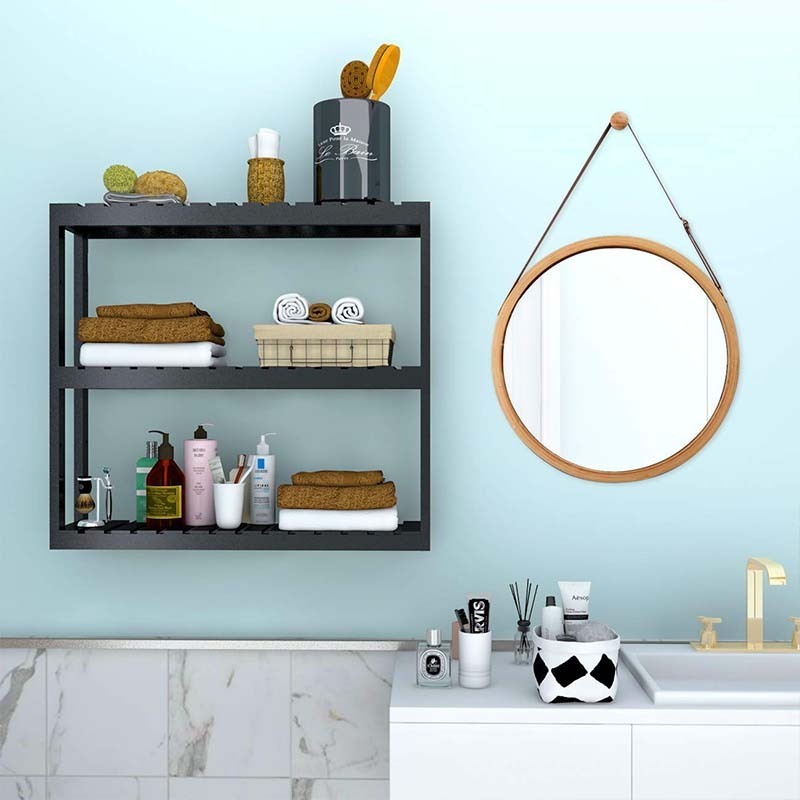 Wall Mounted Bamboo Bathroom Shelf Organizer Bathroom Shelves Over Toilet Storage for Multifunctional Adjustable Shelves