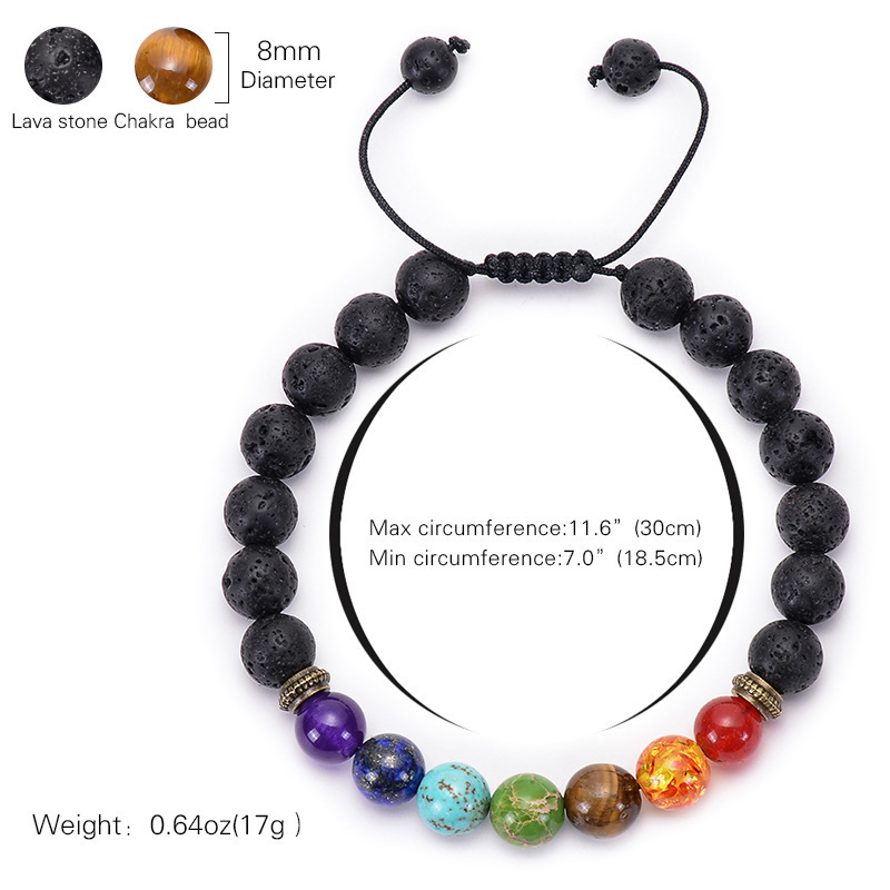 adjustable essential oil diffuser energy meditation healing volcanic lava stone gemstone seven lava 7 chakra yoga bead bracelet