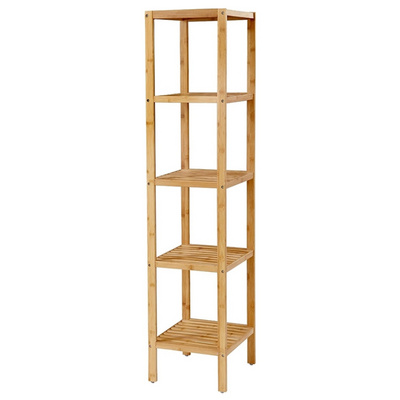 5-Tier Multifunctional Storage Rack Corner Rack Narrow Shelving Unit Bamboo Bathroom Shelf for Kitchen Living Room