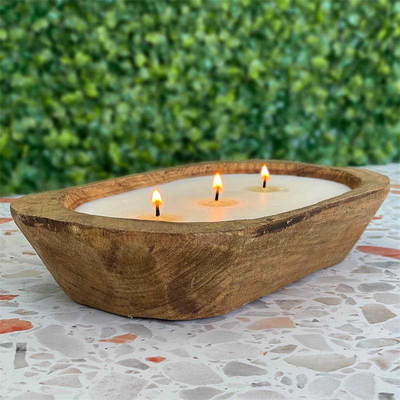 rustic paulownia wooden baguette bread dough candle decorative bowls for candle making centerpiece antique decor