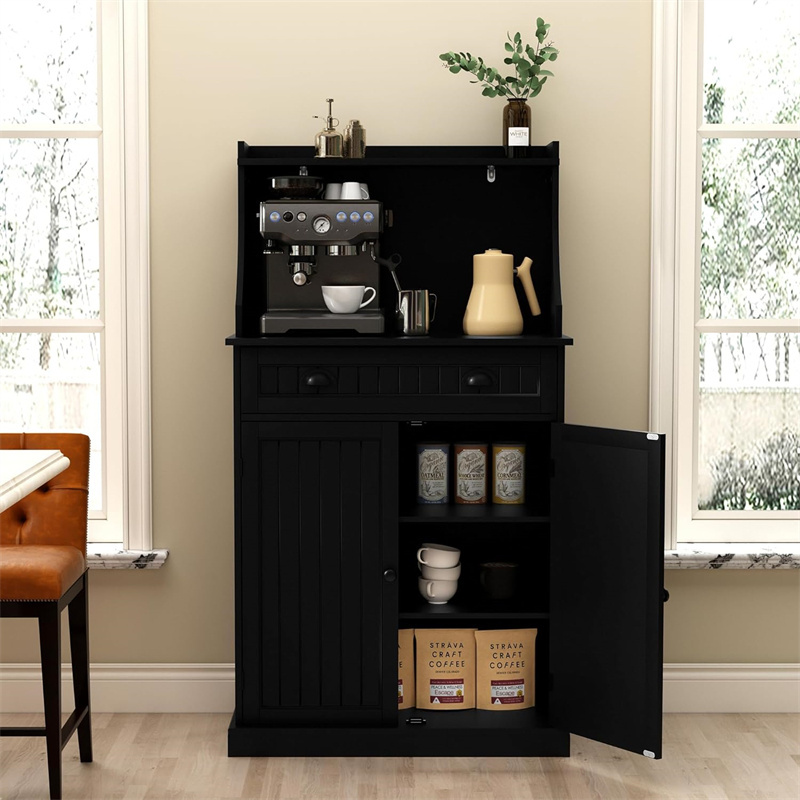 Stand with Storage and Drawers Pantry Storage Cabinet with Hutch Adjustable Shelves for Kitchen Dining Room Living Room Hallway