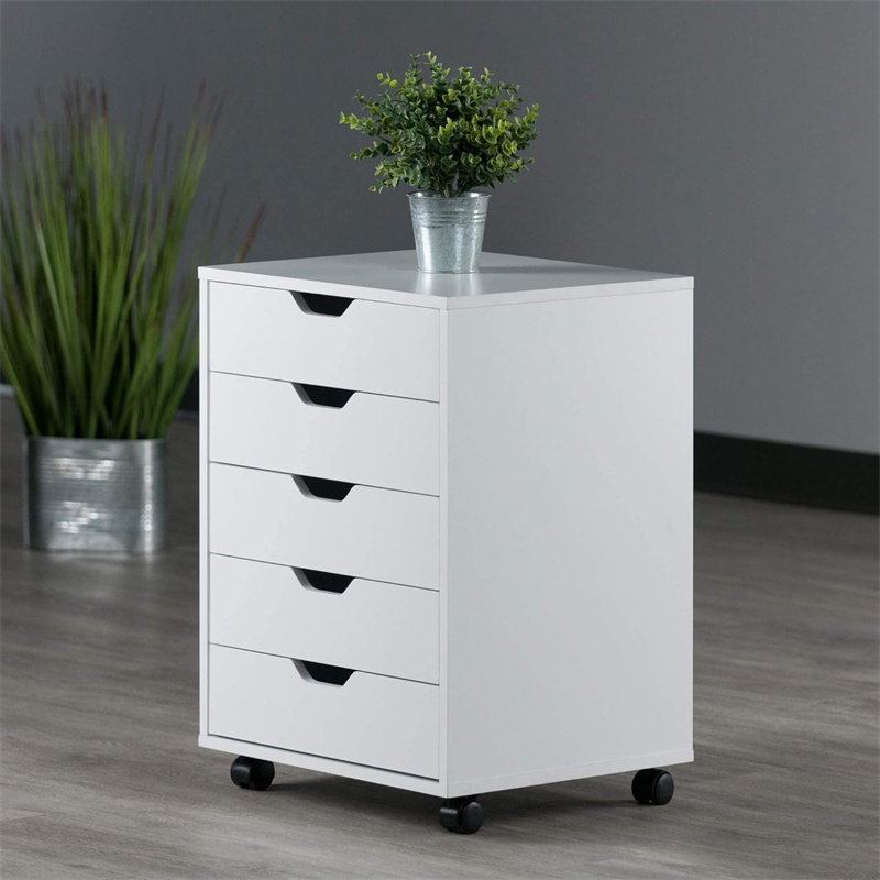 new design transitional style white storage drawer unit on casters 5 drawer storage office chest cabinet with wheels