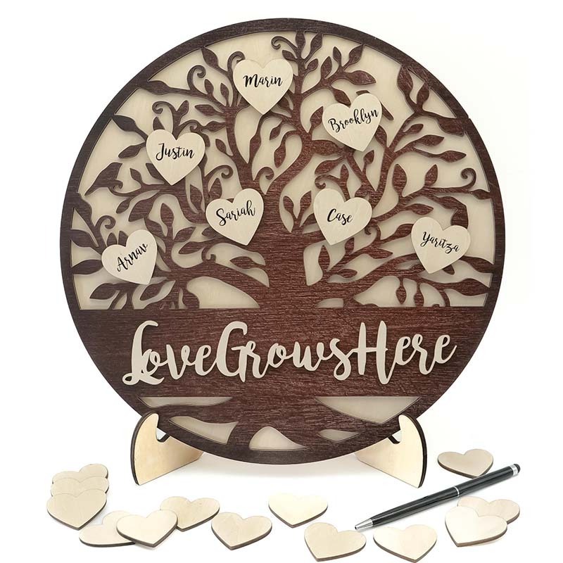 home decor plaque Christmas Decor 3D Wooden Family Tree Family Names Sign Home Wall Decor