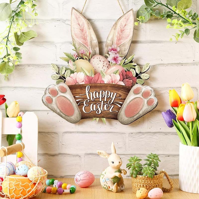 wall decor easter bunny eucalyptu wreath ramadan front door wooden white fork spoon welcome sign letter home wall decor