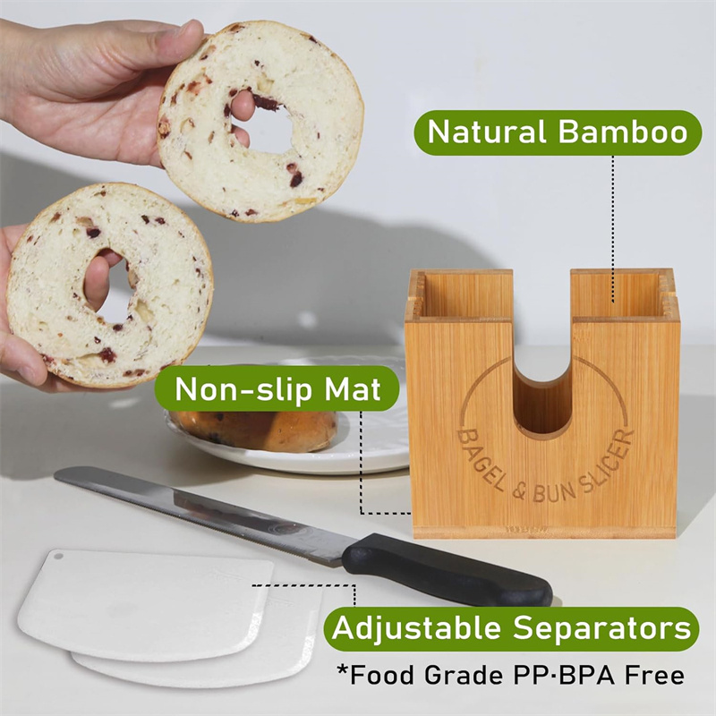 Bagel Cutter Slicer Small Large Bagels Cutter Bread Slicer Bagel Slicer holder for Buns Muffins and Rolls