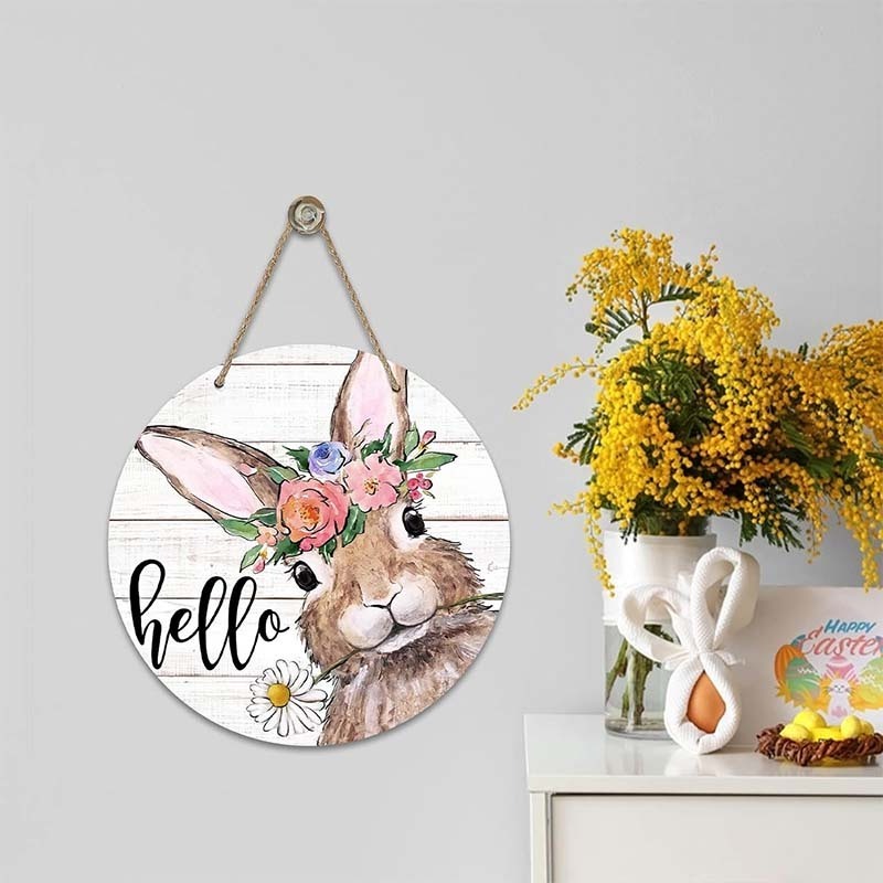 wall decor easter bunny eucalyptu wreath ramadan front door wooden white rabbit decoration welcome sign letter home wall decor