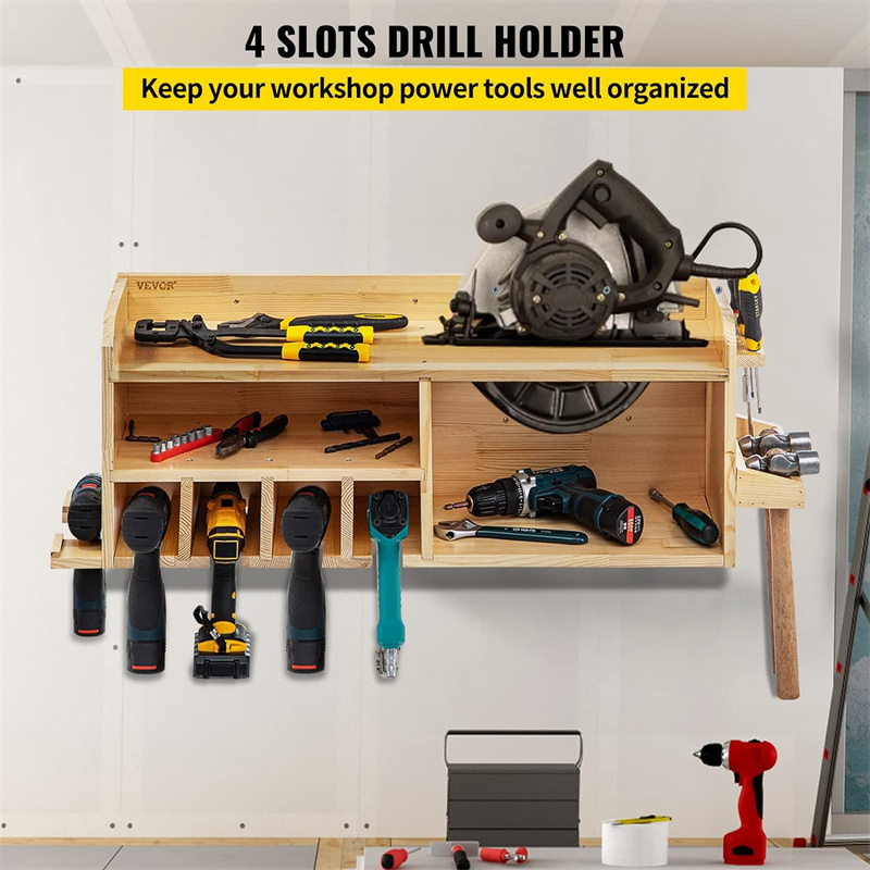 Power Tool Organizer Wall Mount Drill Holder Hanging Slots Drill Charging Station Cordless Drill Storage