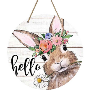 wall decor easter bunny eucalyptu wreath ramadan front door wooden white rabbit decoration welcome sign letter home wall decor