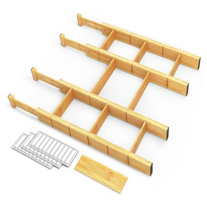 Bamboo Drawer Dividers with Inserts Labels Kitchen Drawer Organizers Expandable Organization for Home Closet