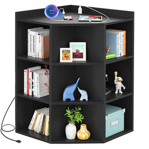 Coffee Bar Cabinet Corner with Outlets White Coffee Bar Corner Bookshelf 9 Cubes Toy Storage Corner Cabinet