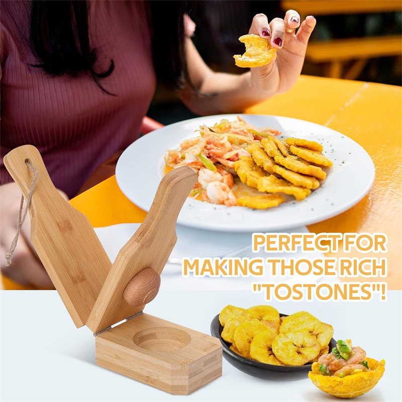 Plantain Masher Smasher Press Maker Tostonera Press Wooden Tostonera Banana Masher for Kitchen Home Accessories