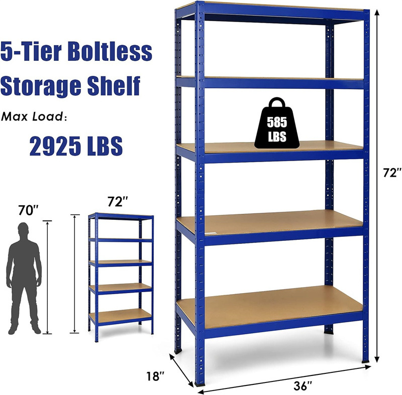 Storage Shelves Heavy Duty Steel Frame 5 Tier Garage Shelf Metal Multi Use Storage Shelving Unit for Home Garage