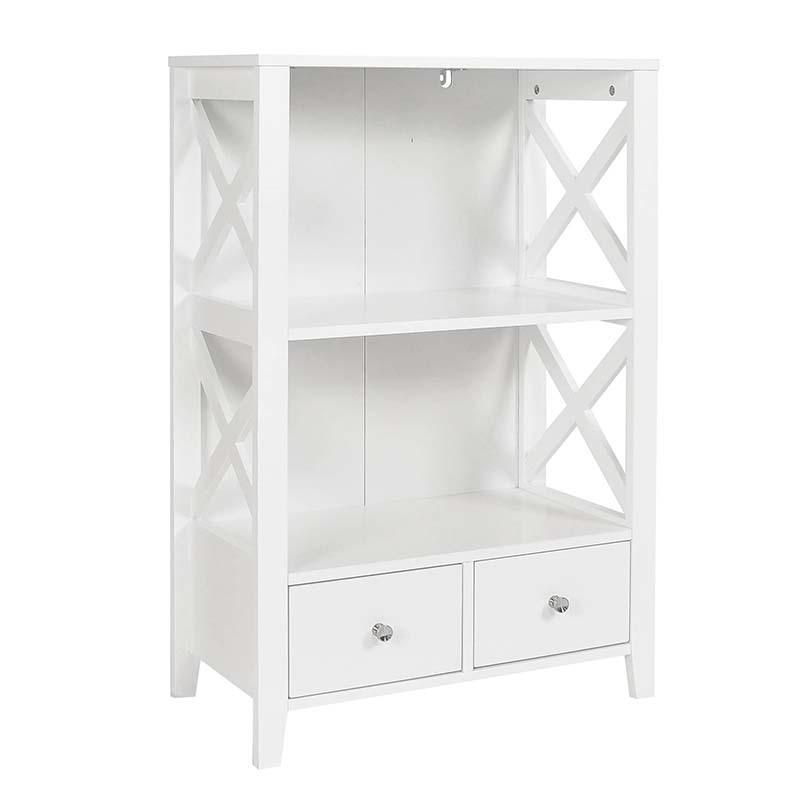 Frame Freestanding Floor 3 Shelf Bathroom Storage Tower with Bathroom Floor Cabinet Shelves