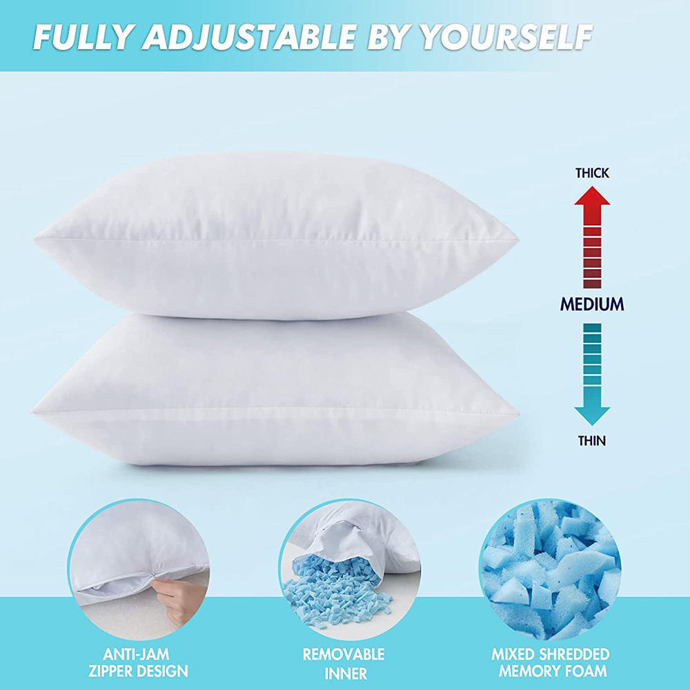 Throw Pillow Inserts Shredded Memory Foam Premium Hypoallergenic Lumbar Pillow Form for Decorative Pillow Bed Couch Sofa cushion