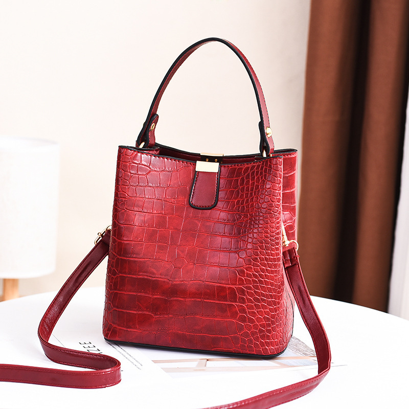 Fashion Korean Messenger Bags Crocodile Pattern Bucket Bags Women Handbags Ladies