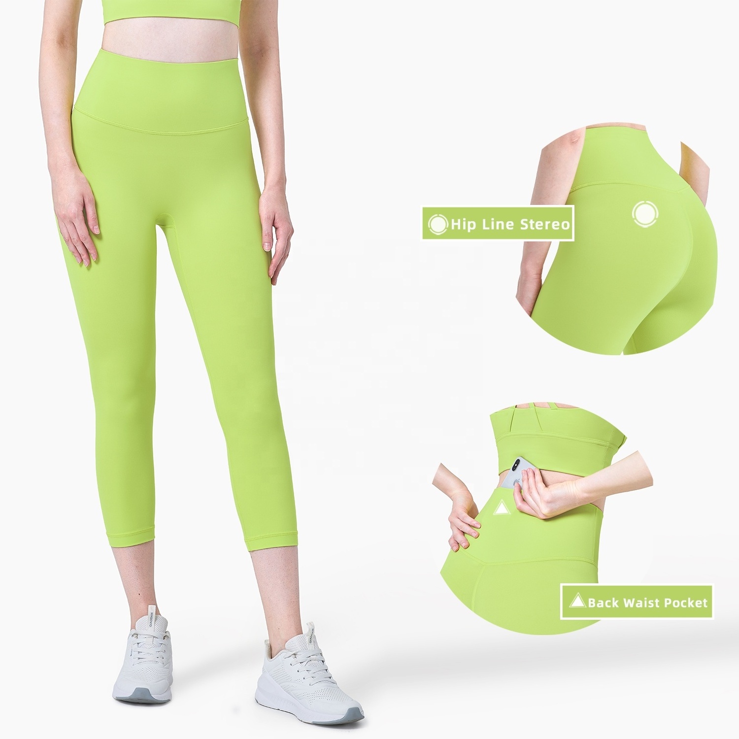 Dropshipping Solid Color Fitness Leggings With Pocket Women High Waist Gym Tights