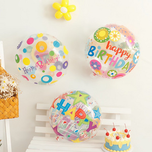 AIMI Party Balloons 18 inch round shape Transparent Cartoon happy Birthday Balloon DIY party Decoration Foil Balloon