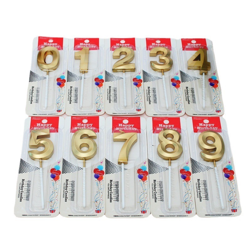 AIMI Party diamond number 0-9 Golden Colorful Digital number Candles Pvc Box Paraffin Wax Smokeless Birthday Candles