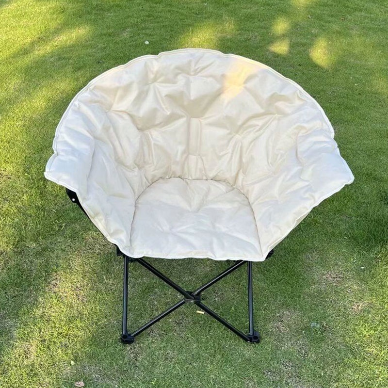 Outdoor Oversized Leisure Folding Sofa Moon Saucer Portable Camping metal folding chair  for Adults Padded Cushion