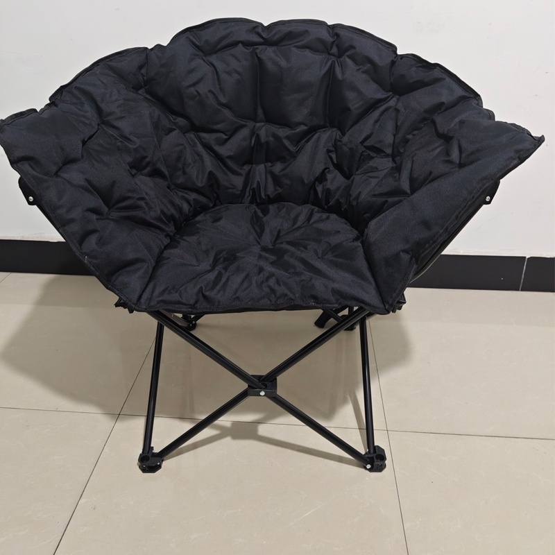 Outdoor Oversized Leisure Folding Sofa Moon Saucer Portable Camping metal folding chair  for Adults Padded Cushion